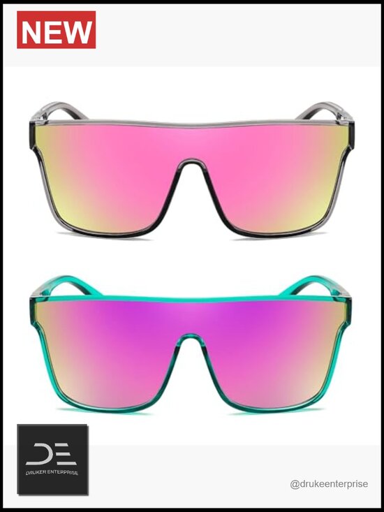Oversized Square Mirrored Sunglasses UV400 Protection Unisex